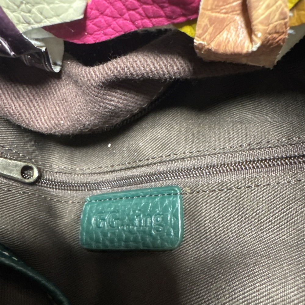 Vintage GG…ing Large Multicolored Hobo Bag W/Unique Woven Leather Links Y2K - Picture 6 of 10
